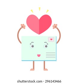 Envelope mail letter smiling character heart love