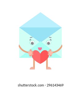 Envelope mail letter smiling character heart love