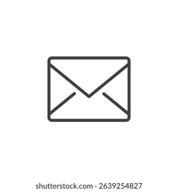 Envelope mail line icon in closed position. Outline vector icon symbolizing email, message, or contact. Icon ideal for communication platforms.