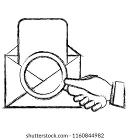 envelope mail with magnifying glass