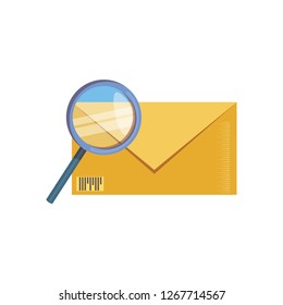 envelope mail with magnifying glass