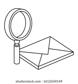 envelope mail with magnifying glass isolated icon vector illustration design