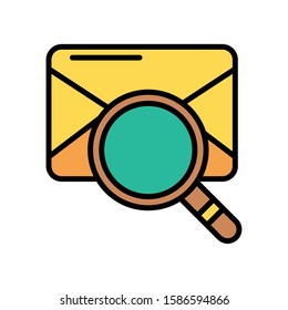 envelope mail with magnifying glass postal service vector illustration design