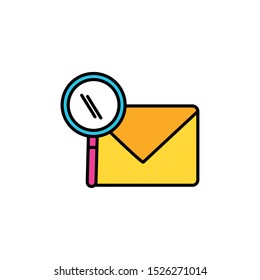 envelope mail with magnifying glass vector illustration design