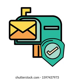 envelope mail in mailbox with check symbol vector illustration design