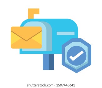 envelope mail in mailbox with check symbol vector illustration design