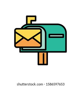 envelope mail in mailbox postal service vector illustration design