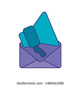 envelope mail with megaphone isolated icon