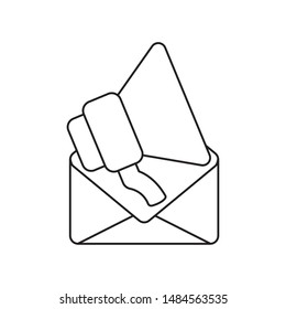 envelope mail with megaphone isolated icon