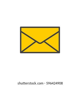 Envelope, mail, message line icon, filled outline vector sign, linear colorful pictogram isolated on white. Symbol, logo illustration. Editable stroke. Pixel perfect