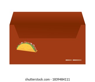 envelope mail mockup with tacos mexican food vector illustration design