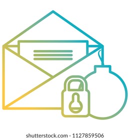 envelope mail with padlock and bomb