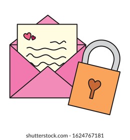 envelope mail with padlock isolated icon vector illustration design