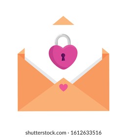 envelope mail with padlock in shape heart vector illustration design