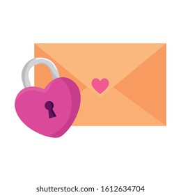 envelope mail with padlock in shape heart vector illustration design