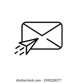 envelope mail with paper plane. message sent icon
