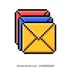Email de envelope em estilo pixel. Ilustração vetorial