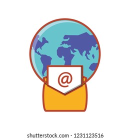 envelope mail with planet earth