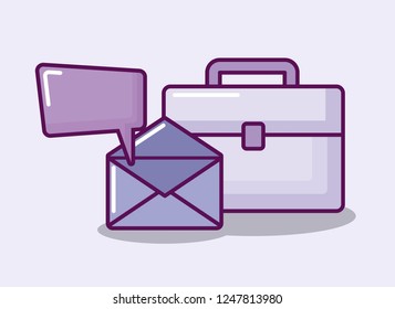 envelope mail with portfolio and speech bubble