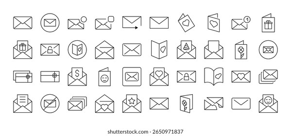 Envelope, Mail, Post Modern Outline Style Icons for Design, Cartões, Apps, Redes Sociais 