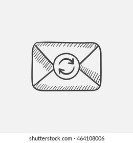 Correo de sobres con icono de esbozo de signo de refresco para web, móvil e infografía. Icono aislado del vector dibujado a mano.