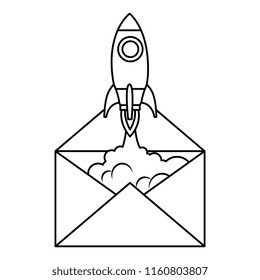 envelope mail with rocket