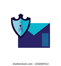 envelope mail with shield isolated icon