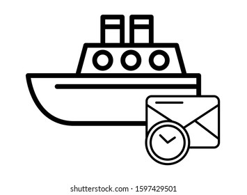 envelope mail with ship boat vector illustration design