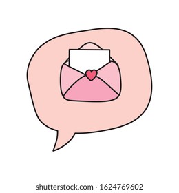 envelope mail in speech bubble with heart vector illustration design