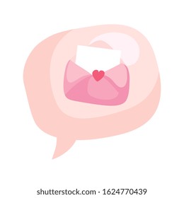 envelope mail in speech bubble with heart vector illustration design