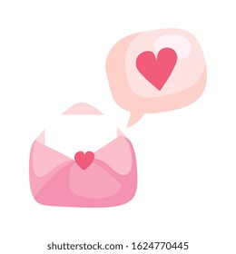 envelope mail and speech bubble with heart vector illustration design