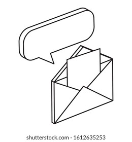 envelope mail with speech bubble isolated icon vector illustration design