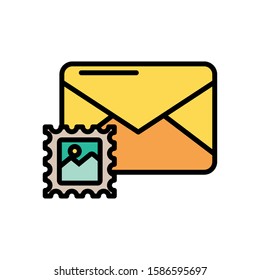 envelope mail with stamp postal service vector illustration design