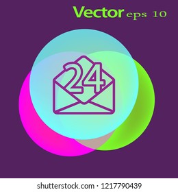 El sobre. Correo. Asistencia y mantenimiento las 24 horas del día o las 24 horas. Vector.