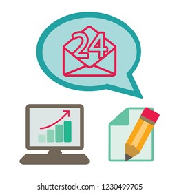 The envelope. Mail. Support and maintenance around the clock or around the clock. Vector.