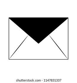 Envelope mail symbol in black and white