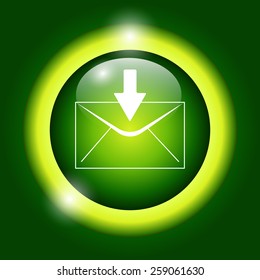 envelope mail symbol on green background. Vector