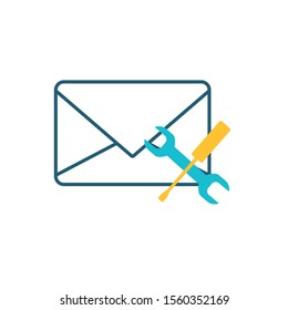 envelope mail with tools icons vector illustration design