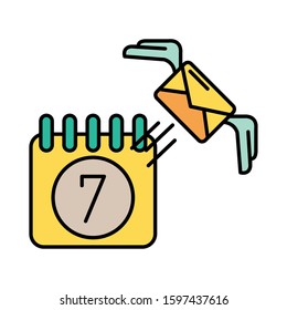 envelope mail with wings and calendar vector illustration design
