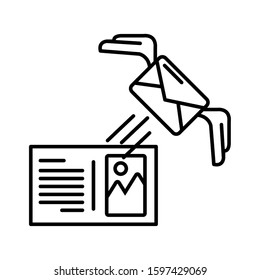 envelope mail with wings and image icon vector illustration design