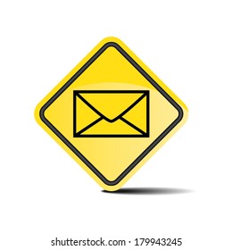 Envelope Mail yellow sign - vector.