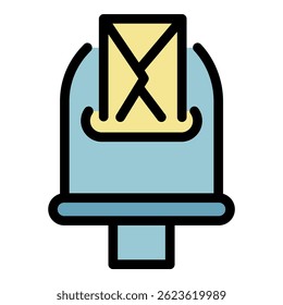 Envelope mailbox icon. Outline envelope mailbox vector icon color flat isolated