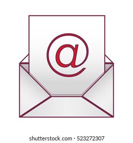 Envelope with mailing sheet and at sign