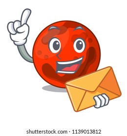 With envelope mars planet character cartoon