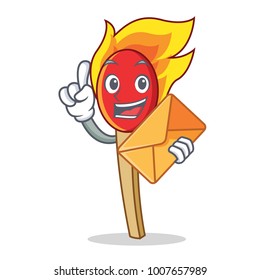 With envelope match stick character cartoon