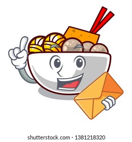 With envelope meatball in the a mascot shape