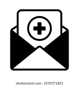 Envelope with medical sign concept ico of medical mail