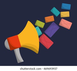 envelope megaphone email marketing send icon. Colorful and flat design. Vector illustration