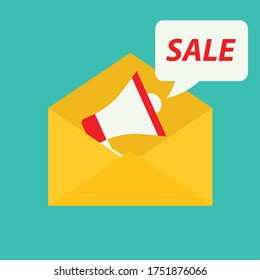 envelope with megaphone sale symbolflat vector
