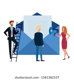 Envelope men and woman design, Email mail message letter marketing communication card and document theme Vector illustration